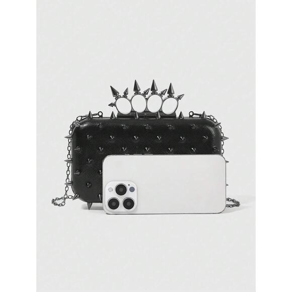 Goth Emo Punk Rock Spike Clutch Purse Crossbody - Picture 2 of 5